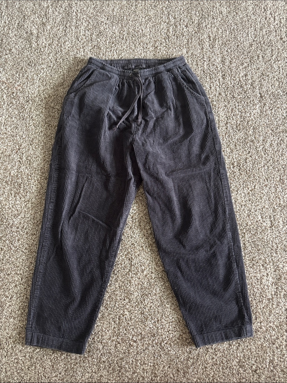 Charcoal Drawstring Corduroy Pants